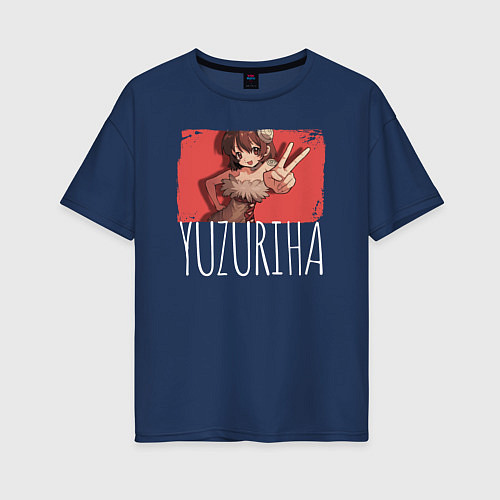 Женская футболка оверсайз Yuzuriha / Тёмно-синий – фото 1
