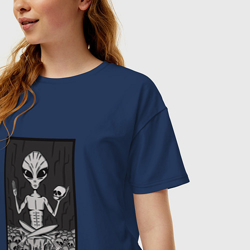 Женская футболка оверсайз Пришелец Карта Таро / Тёмно-синий – фото 3
