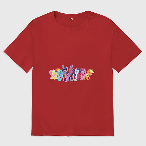 Женская футболка оверсайз Все пони / Красный – фото 1