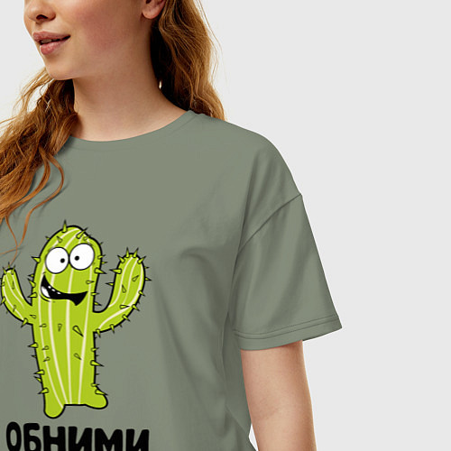Женская футболка оверсайз Кактус обнимашки / Авокадо – фото 3