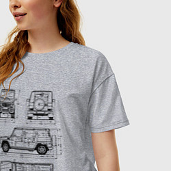 Футболка оверсайз женская MERCEDES-BENZ G-CLASS СХЕМА, цвет: меланж — фото 2