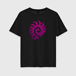 Футболка оверсайз женская Zerg logo Purple, цвет: черный