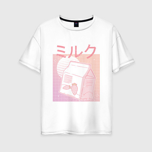 Женская футболка оверсайз Vaporwave Strawberry Milk / Белый – фото 1