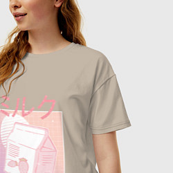Футболка оверсайз женская Vaporwave Strawberry Milk, цвет: миндальный — фото 2