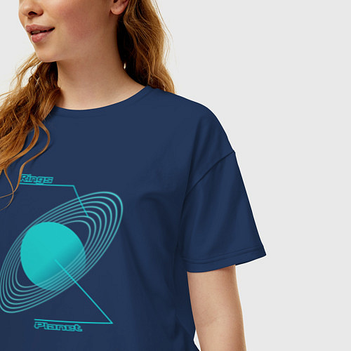 Женская футболка оверсайз Сатурн / Тёмно-синий – фото 3