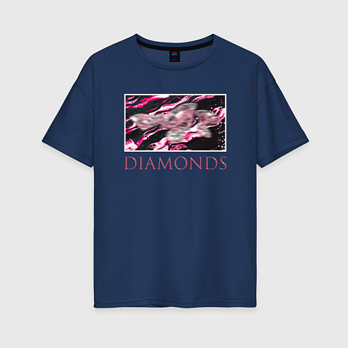 Женская футболка оверсайз DIAMONDS / Тёмно-синий – фото 1