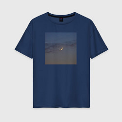 Футболка оверсайз женская Луна на фоне ночного неба, цвет: тёмно-синий