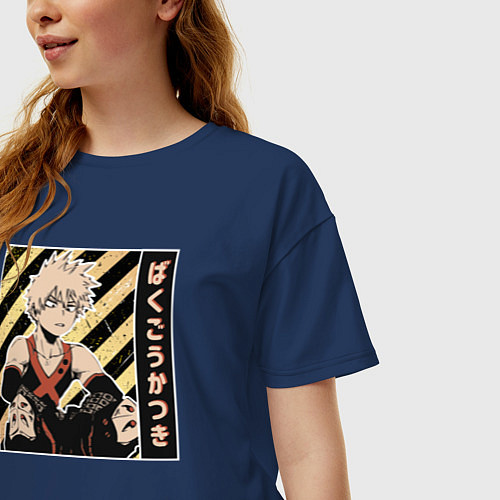 Женская футболка оверсайз Моя геройская академия Бакуго / Тёмно-синий – фото 3
