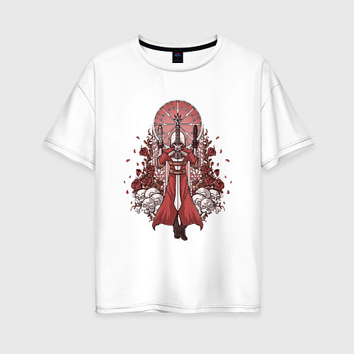 Женская футболка оверсайз Данте в розах / Белый – фото 1