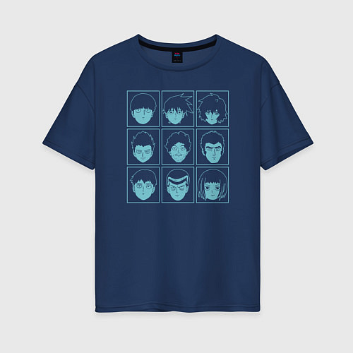Женская футболка оверсайз Моб Психо герои / Тёмно-синий – фото 1