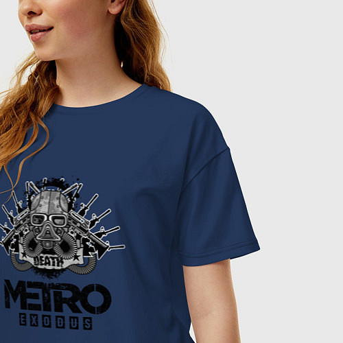Женская футболка оверсайз Metro death Призрак сталкер / Тёмно-синий – фото 3
