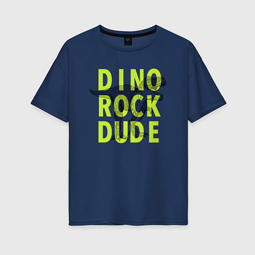Женская футболка оверсайз DINO ROCK DUDE / Тёмно-синий – фото 1