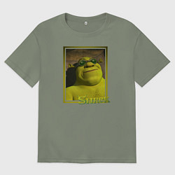 Футболка оверсайз женская Шрек в очках, цвет: авокадо