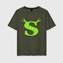 Футболка оверсайз женская Shrek: Logo S, цвет: меланж-хаки