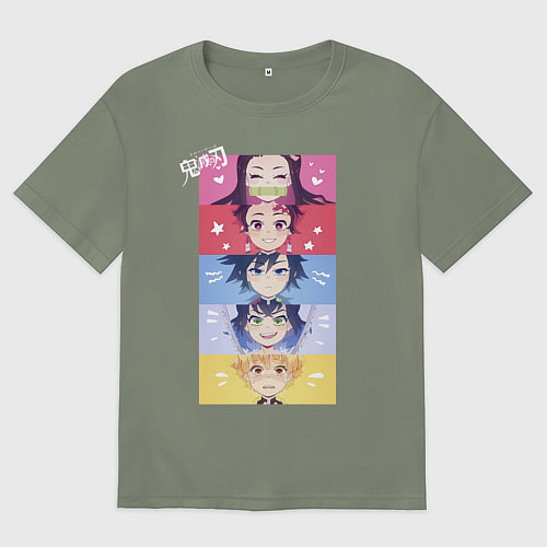 Женская футболка оверсайз Клинок, рассекающий демонов ГЕРОИ / Авокадо – фото 1