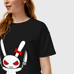 Футболка оверсайз женская Зайка с ножами, цвет: черный — фото 2