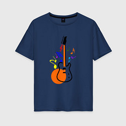 Женская футболка оверсайз Цветная гитара