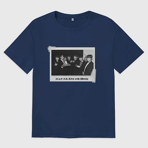 Женская футболка оверсайз BTS БТС / Тёмно-синий – фото 1