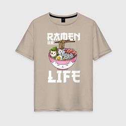 Женская футболка оверсайз Ramen life