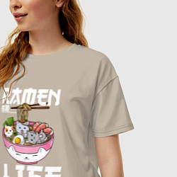 Футболка оверсайз женская Ramen life, цвет: миндальный — фото 2