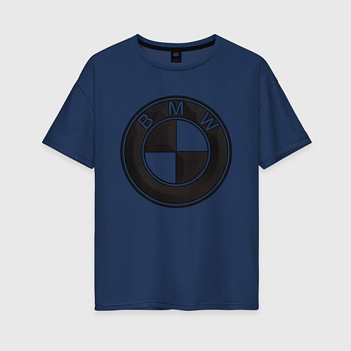 Женская футболка оверсайз BMW LOGO CARBON / Тёмно-синий – фото 1