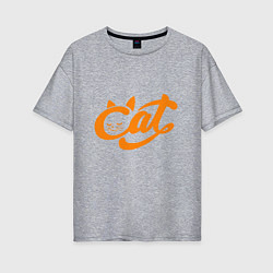 Женская футболка оверсайз Кот - Cat