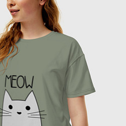 Футболка оверсайз женская Котик - Мяу, цвет: авокадо — фото 2