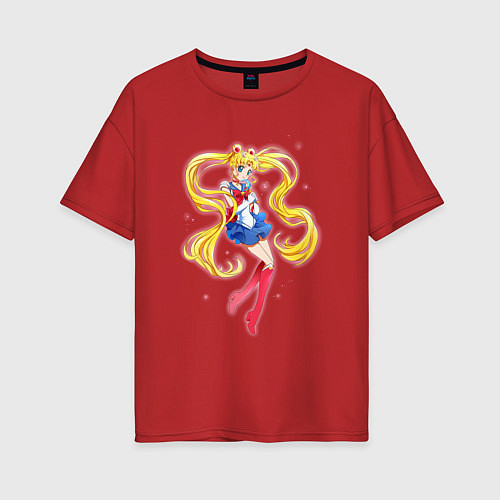 Женская футболка оверсайз Sailor Moon Kawaii / Красный – фото 1