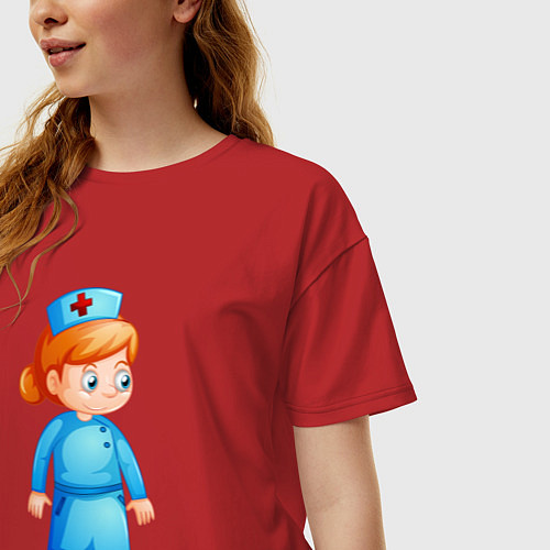 Женская футболка оверсайз Медсестра Medic Z / Красный – фото 3