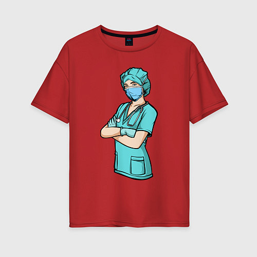 Женская футболка оверсайз Медсестра Медработник Z / Красный – фото 1