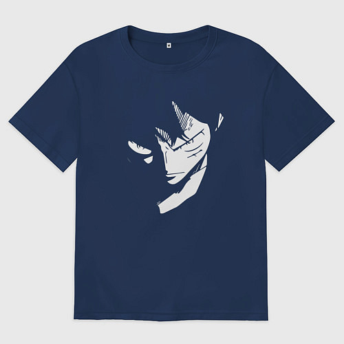 Женская футболка оверсайз Луффи из аниме One Piece / Тёмно-синий – фото 1