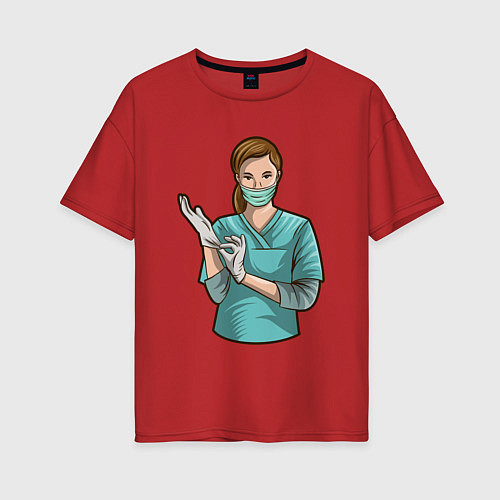 Женская футболка оверсайз Медсестра Nurse Z / Красный – фото 1