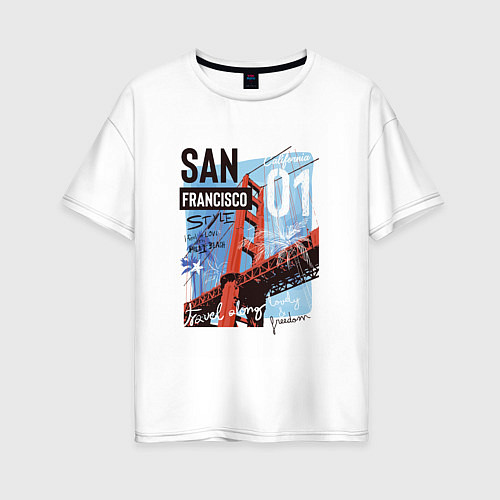 Женская футболка оверсайз Сан-Франциско / Белый – фото 1