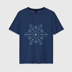 Женская футболка оверсайз Снежинка стразы кристаллы
