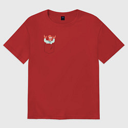 Футболка оверсайз женская Zoidberg карман, цвет: красный