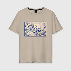 Женская футболка оверсайз Японская лягушка Укиё-э