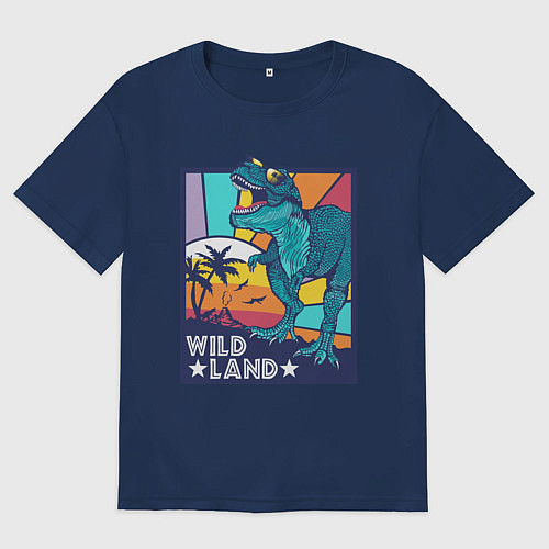 Женская футболка оверсайз WILD LAND ДИНОЗАВР T-REX / Тёмно-синий – фото 1