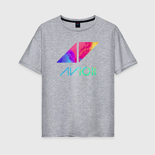 Женская футболка оверсайз AVICII RAIBOW / Меланж – фото 1