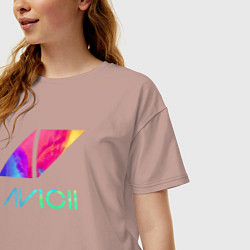 Футболка оверсайз женская AVICII RAIBOW, цвет: пыльно-розовый — фото 2