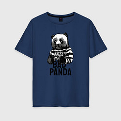 Футболка оверсайз женская Плохая панда, цвет: тёмно-синий