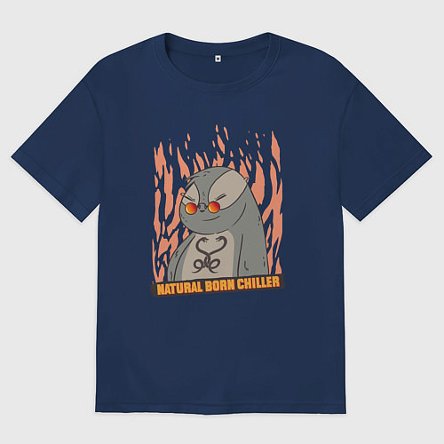 Женская футболка оверсайз Natural Born Chiller / Тёмно-синий – фото 1