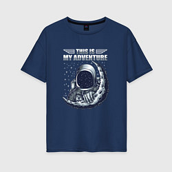 Женская футболка оверсайз Космонавт и луна