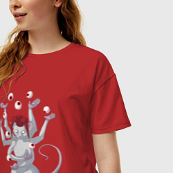 Футболка оверсайз женская Крысиный шут, цвет: красный — фото 2