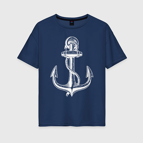 Женская футболка оверсайз БЕЛЫЙ ЯКОРЬ / Тёмно-синий – фото 1