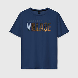 Футболка оверсайз женская Resident Evil 8 Village Logo, цвет: тёмно-синий