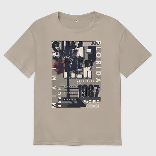 Женская футболка оверсайз Summer in Miami beach / Миндальный – фото 1