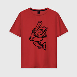 Женская футболка оверсайз Рыба с битой