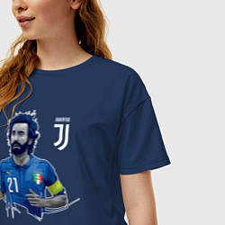 Футболка оверсайз женская Andrea Pirlo, цвет: тёмно-синий — фото 2