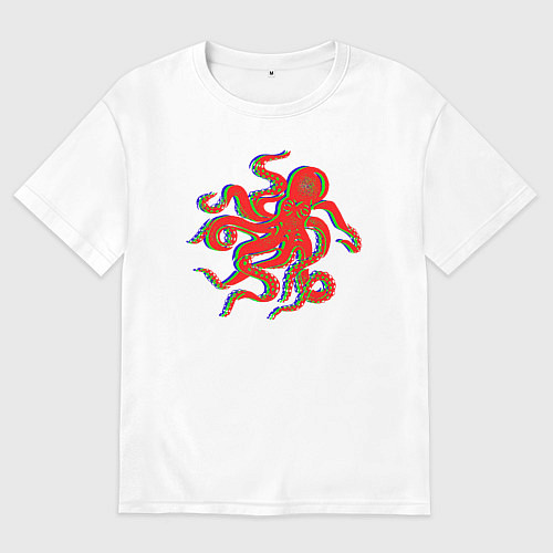 Женская футболка оверсайз Осьминог Глитч / Белый – фото 1