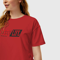 Футболка оверсайз женская Hockey life logo text, цвет: красный — фото 2